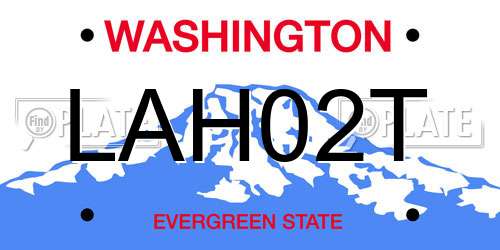 LAH02T Washington License Plate