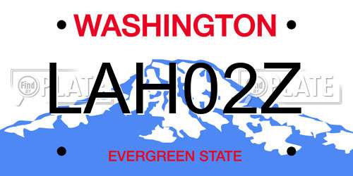 LAH02Z Washington License Plate
