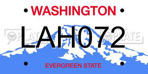 LAH072 Washington License Plate