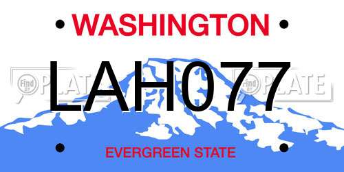 LAH077 Washington License Plate