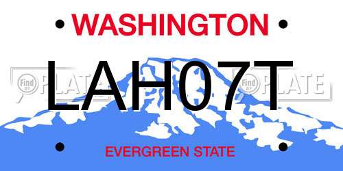 LAH07T Washington License Plate