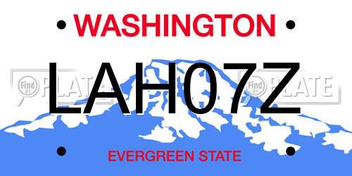 LAH07Z Washington License Plate