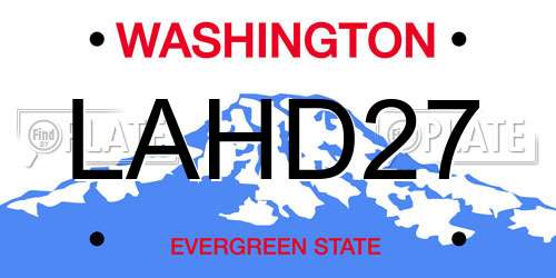LAHD27 Washington License Plate