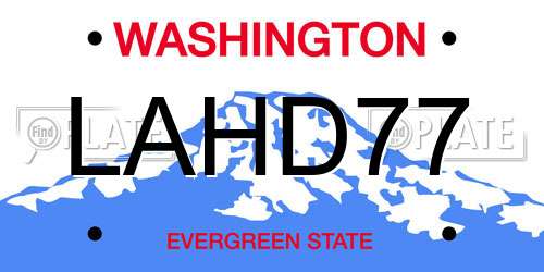 LAHD77 Washington License Plate