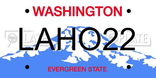 LAHO22 Washington License Plate