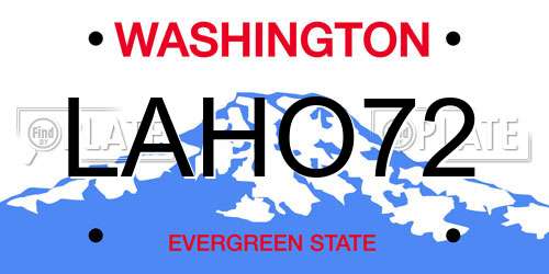 LAHO72 Washington License Plate