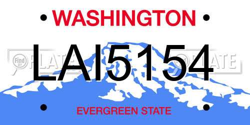 LAI5154 Washington License Plate
