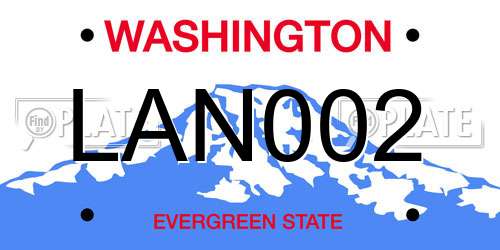 LAN002 Washington License Plate