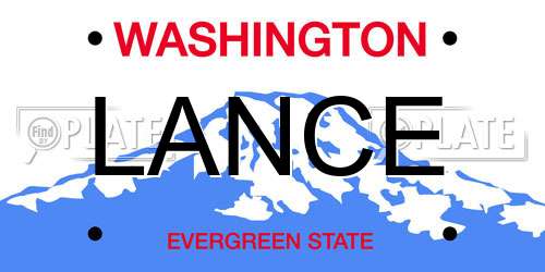 LANCE Washington License Plate