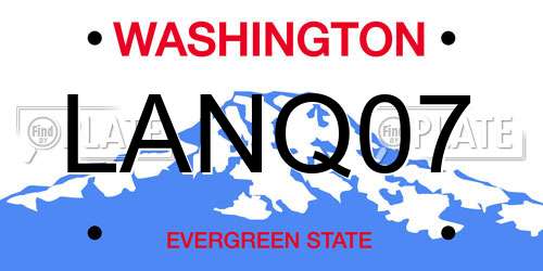LANQ07 Washington License Plate