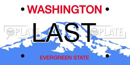 LAST Washington License Plate