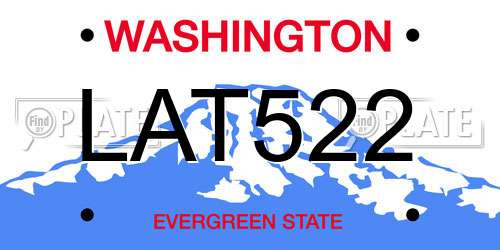 LAT522 Washington License Plate