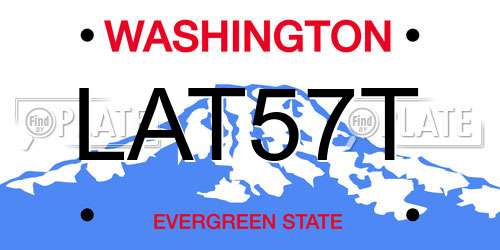 LAT57T Washington License Plate