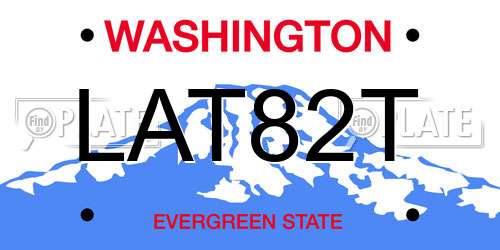 LAT82T Washington License Plate