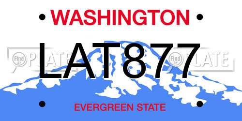 LAT877 Washington License Plate