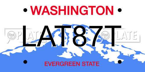 LAT87T Washington License Plate