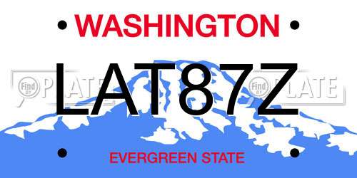 LAT87Z Washington License Plate