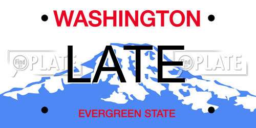 LATE Washington License Plate