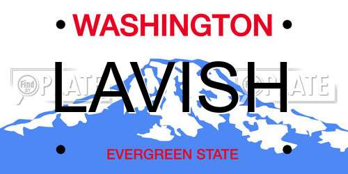 LAVISH Washington License Plate