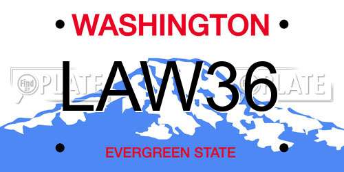 LAW36 Washington License Plate