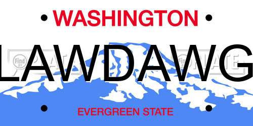 LAWDAWG Washington License Plate