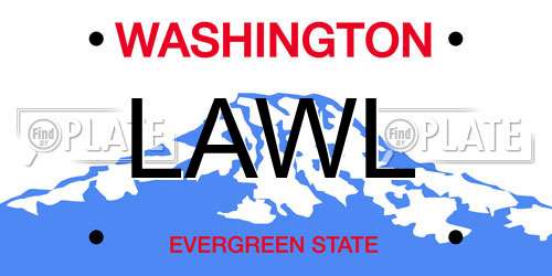 LAWL Washington License Plate