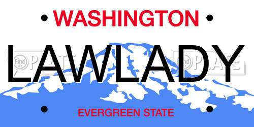 LAWLADY Washington License Plate