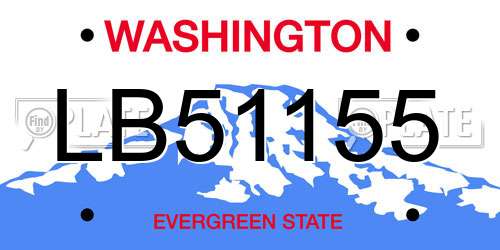 LB51155 Washington License Plate