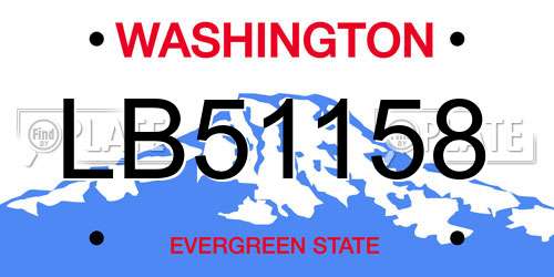 LB51158 Washington License Plate