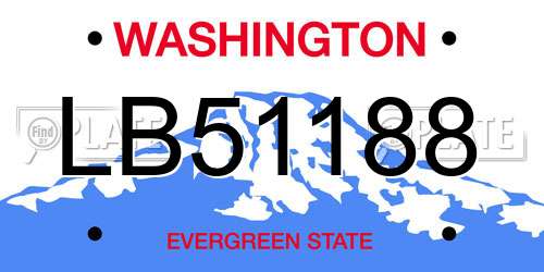 LB51188 Washington License Plate