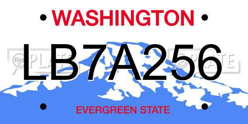 LB7A256 Washington License Plate