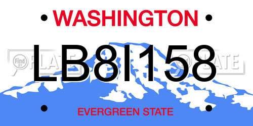 LB8I158 Washington License Plate