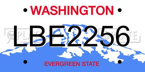 LBE2256 Washington License Plate