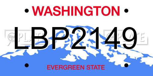 LBP2149 Washington License Plate