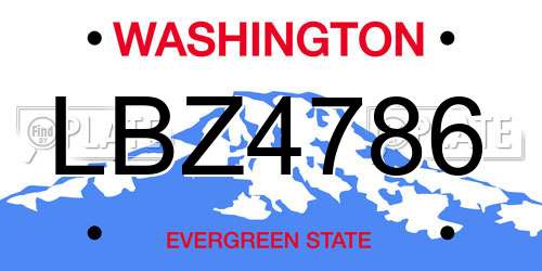 LBZ4786 Washington License Plate