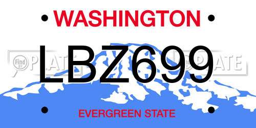 LBZ699 Washington License Plate