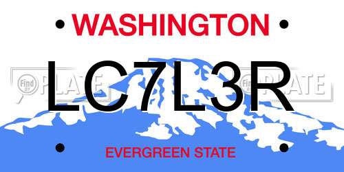 LC7L3R Washington License Plate