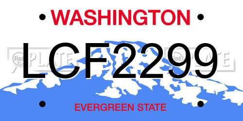 LCF2299 Washington License Plate