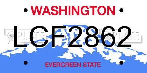 LCF2862 Washington License Plate
