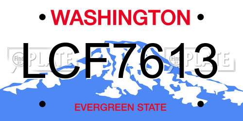 LCF7613 Washington License Plate