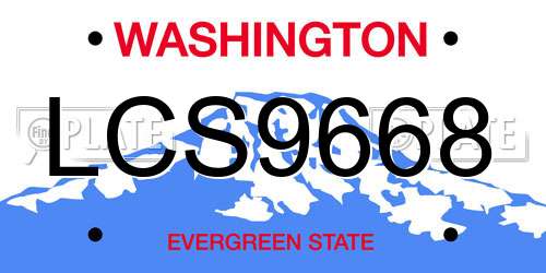 LCS9668 Washington License Plate