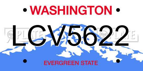 LCV5622 Washington License Plate