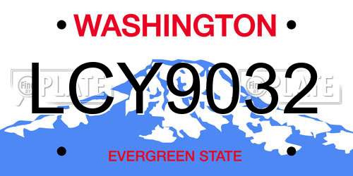 LCY9032 Washington License Plate