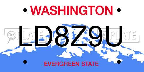LD8Z9U Washington License Plate