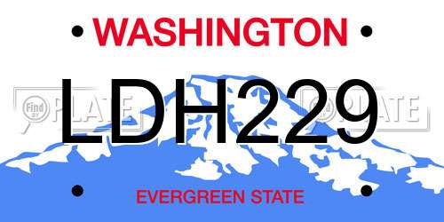 LDH229 Washington License Plate