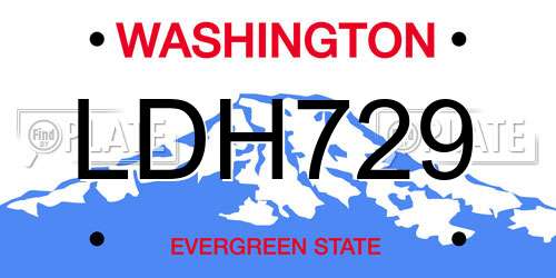 LDH729 Washington License Plate