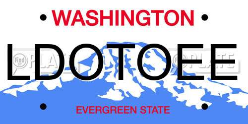 LDOTOEE Washington License Plate