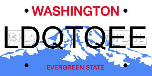 LDQTQEE Washington License Plate