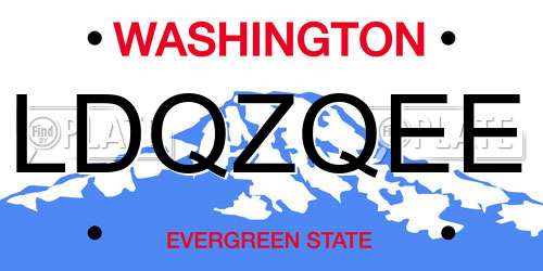 LDQZQEE Washington License Plate