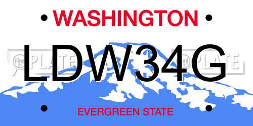 LDW34G Washington License Plate